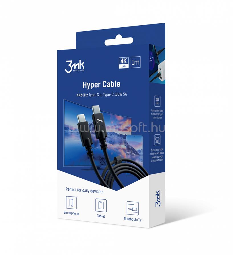 3MK Hyper Cable 4k60Hz 1m 100W C to C kábel