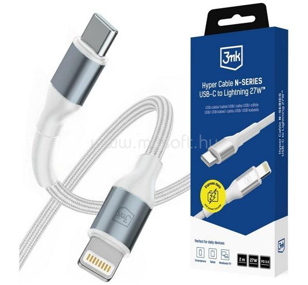 3MK iPhone 14 Plus / 14 Pro Max / 14 Pro 3MK Hyper N-Series adatkábel Type-C - lightning, 200cm, FEHÉR