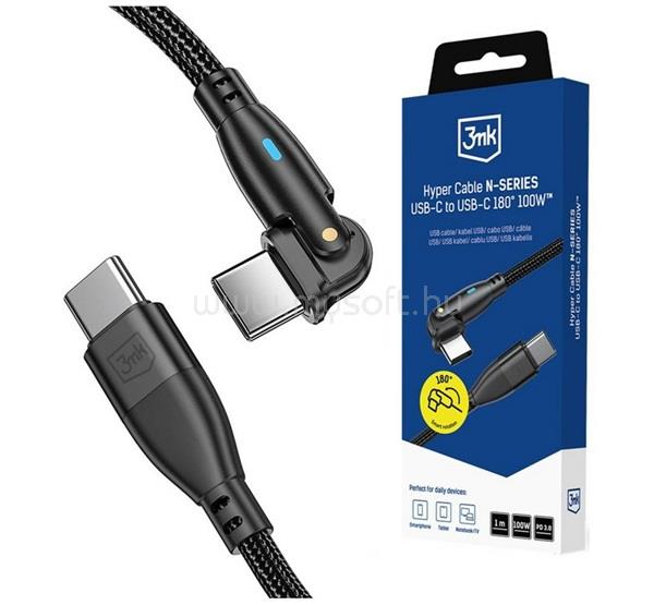 3MK 3MK Hyper N-Series adatkábel Type-C - Type-C, 100cm, FEKETE