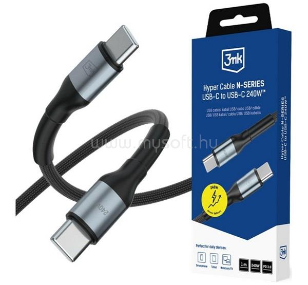 3MK 3MK Hyper N-Series adatkábel Type-C - Type-C, 100cm, FEKETE