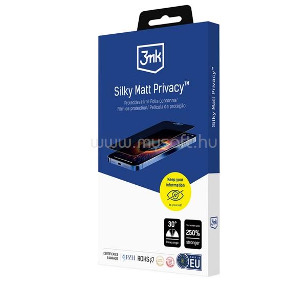 3MK Honor 400 Lite SILKY MATT PRIVACY képernyővédő fólia matt, betekintés védelem, ÁTLÁTSZÓ