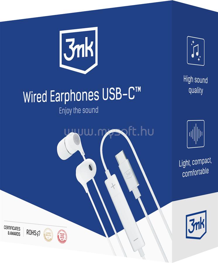 3MK USB-C vezetékes fülhallgató