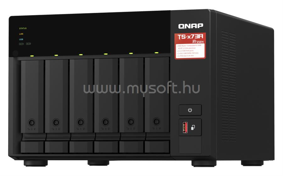 QNAP NAS 6 fiókos TS-673A-8G AMD Ryzen V1500B 4x2.2 GHz, 8GB RAM, 2x2.5GbE, 4xUSB3.2