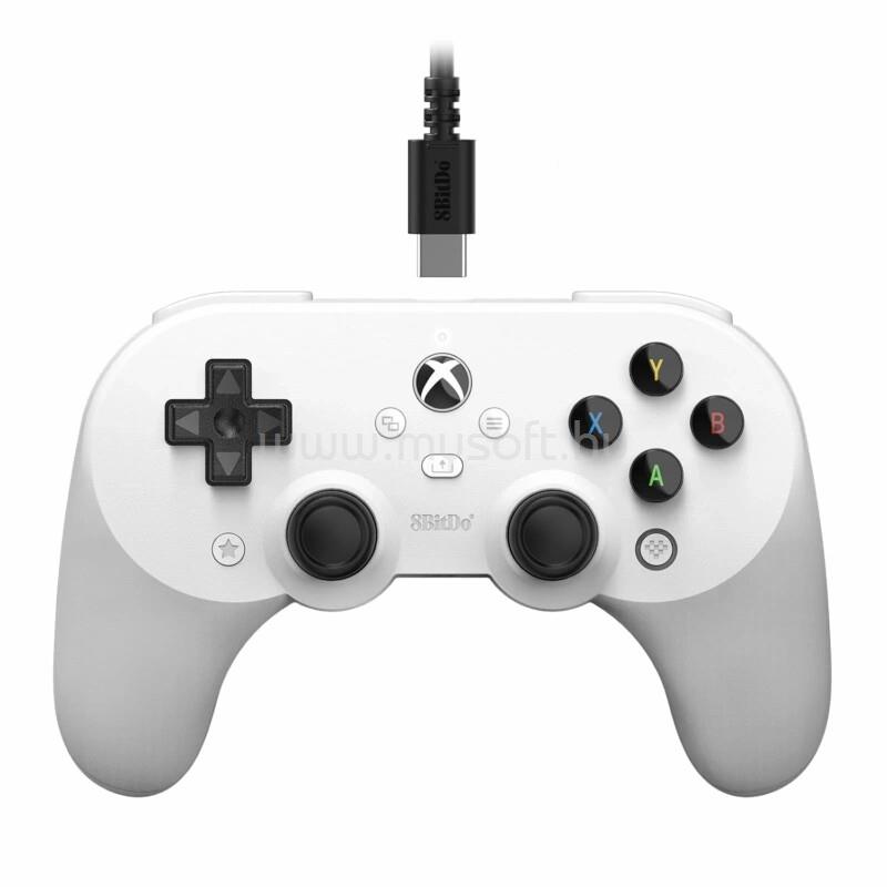 8BITDO Pro 2 Wired, Xbox Series X|S, Xbox One, PC, Hall-Effect vezetékes kontroller (fehér)