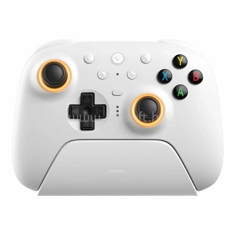 8BITDO Ultimate 2 Wireless 2.4G, PC, Android, SteamOS, iOS, TMR Joysticks, 1000Hz vezeték nélküli kontroller (fehér)