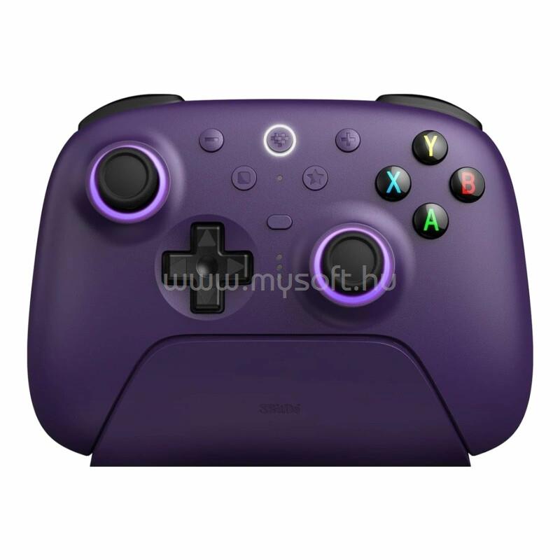 8BITDO Ultimate 2 Wireless 2.4G, PC, Android, SteamOS, iOS, TMR Joysticks, 1000Hz vezeték nélküli kontroller (lila)