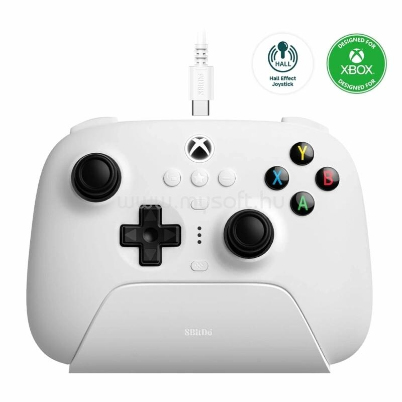 8BITDO Ultimate 3-mode Xbox Series X|S / Xbox One / PC / Mobil Hall-Effect vezeték nélküli kontroller (fehér)