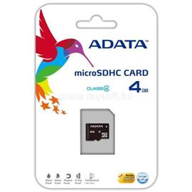 ADATA MicroSDHC 4GB CLASS 4 memóriakártya adapter nélkül AUSDH4GCL4-R small