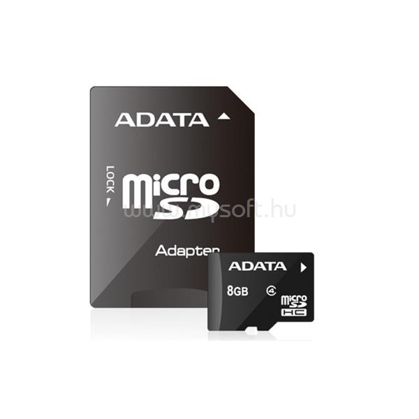 ADATA MicroSDHC memóriakártya 8GB, Class4 + SDHC adapter