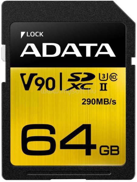 ADATA 64GB SD Premier ONE (SDXC Class 10 UHS-II U3) memória kártya