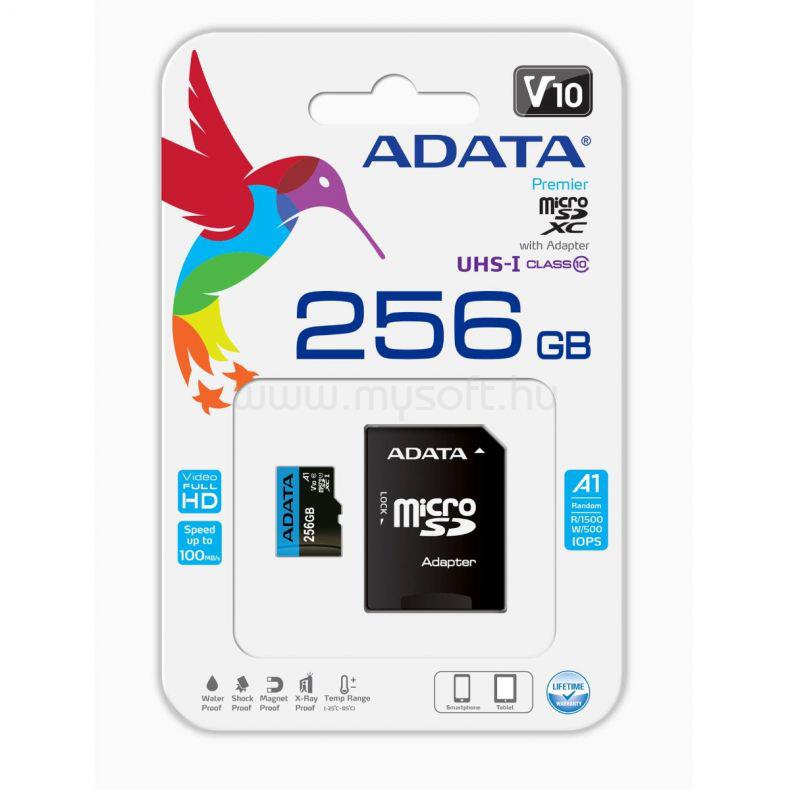ADATA Premier MicroSDXC memóriakártya 256GB + adapter
