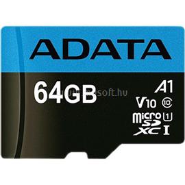 ADATA Premier MicroSDXC memóriakártya 64GB, Class10, UHS-I + adapter AUSDX64GUICL10A1-RA1 small