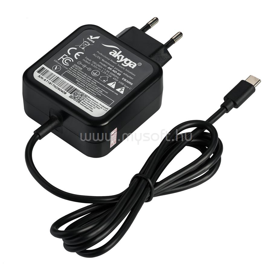 AKYGA Tápegység AK-ND-70 20V / 3.00 - 3.25A 65W USB type C