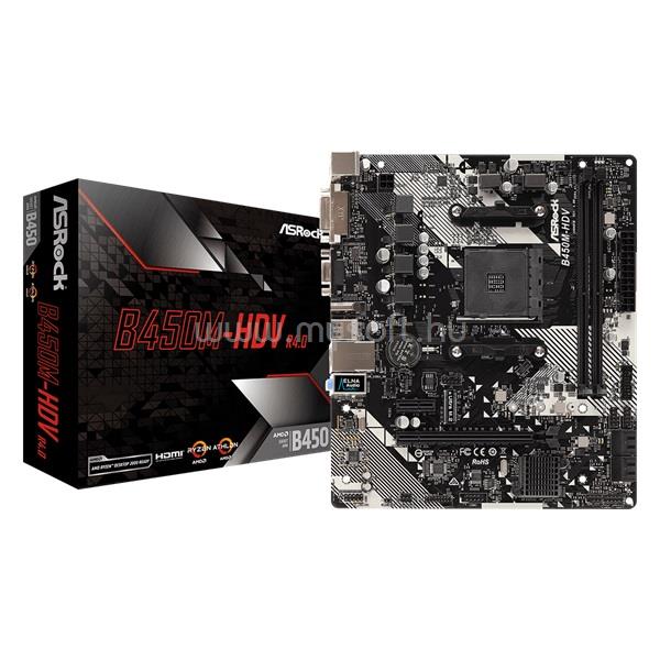 ASROCK alaplap B450M-HDV R4.0 (AM4, mATX)