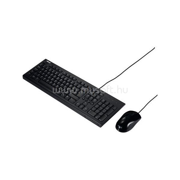 ASUS Vezetékes Billentyűzet + Optikai Egér U2000 USB, Fekete