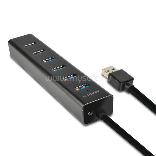 AXAGON HUE-SA7BP 7 portos USB3.0 gyorstöltő fekete HUB