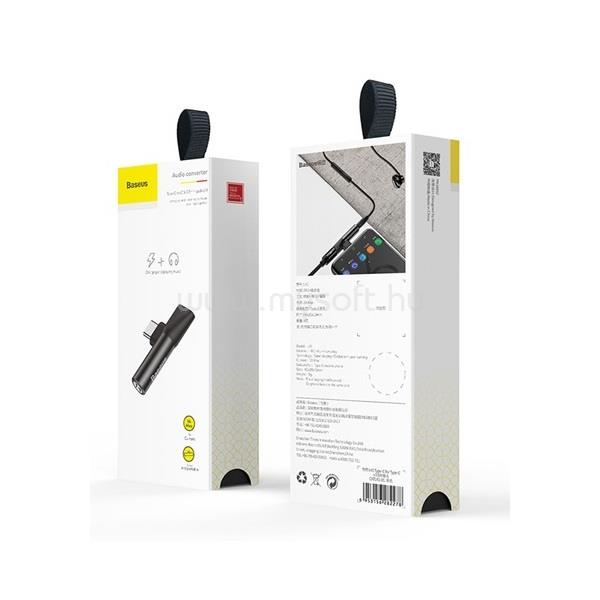 BASEUS audió adapter 3.5mm jack+Type-C aljzat - Type-C FEKETE