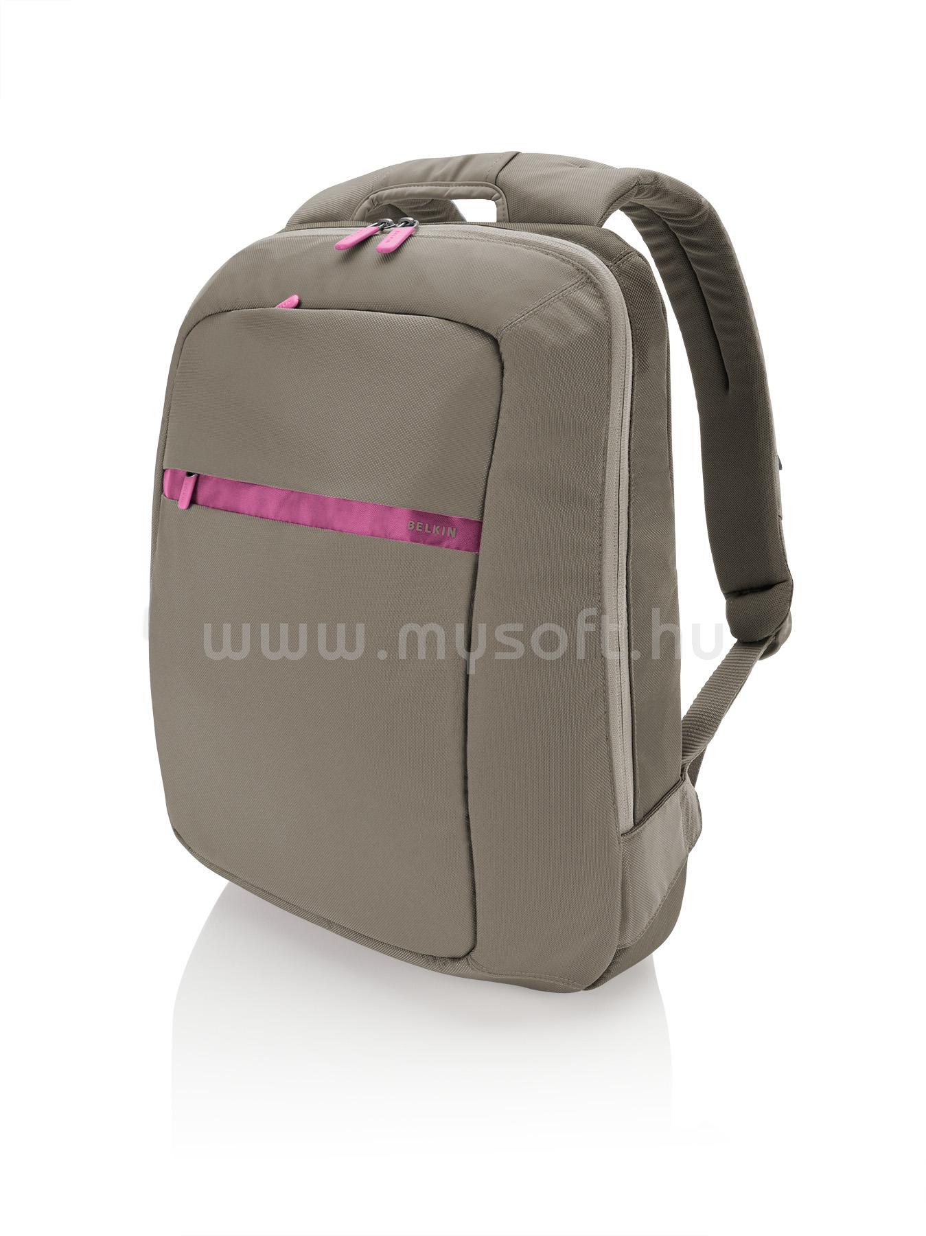 BELKIN Carrying Case Back Pack Core Collection (Polyester/Nylon, Dune/Ash for Notebook up to 15.6") F8N116EADNA large