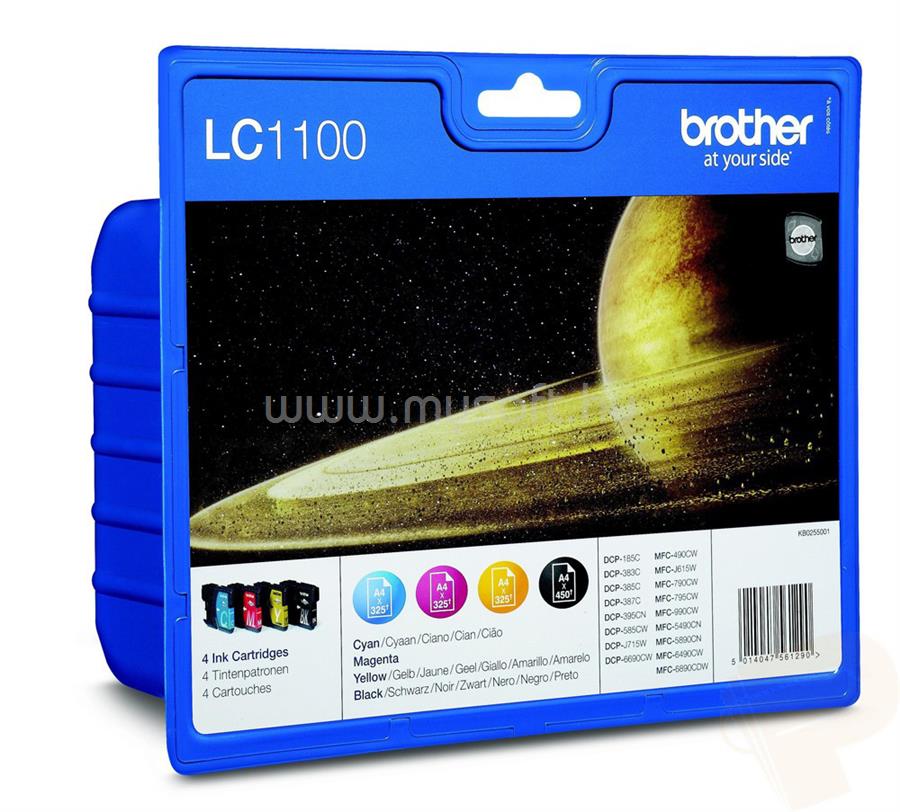 BROTHER Patron LC1100VALBP Fekete/Kék/Magenta/Sárga multipakk (1x 450 oldal/ 3x 325 oldal)