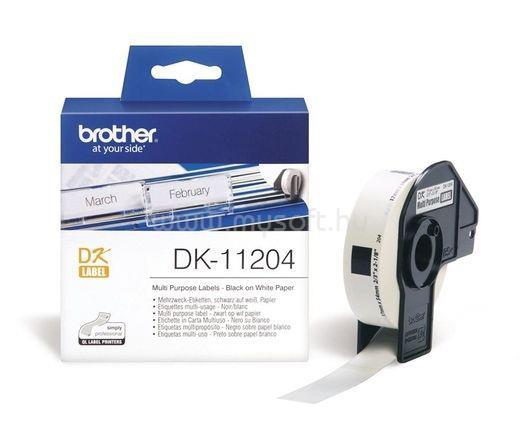 BROTHER Etikett címke DK11204, Általános etikett címke, Elővágott (stancolt), Fehér alapon fekete, 400 db