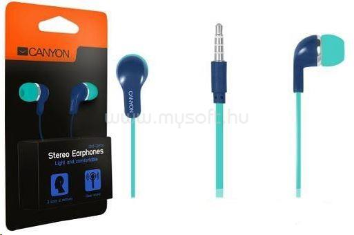 CANYON CNS-CEPM02GBL Sztereo mikrofonos fülhallgató, kék-zöld
