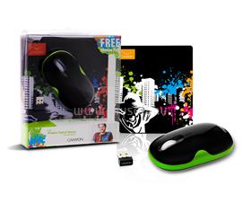 CANYON Optical Wireless Mouse CNR-MSOW01 Black/Green CNR-MSOW01G small