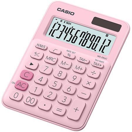 CASIO Számológép, asztali, 12 számjegy, "MS 20 UC" rózsaszín