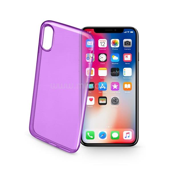 CELLULARLINE tok, Color Case, ultra vékony, átlátszó, gumi iPhone X, lila