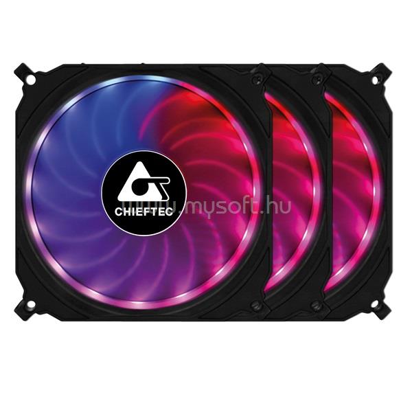 CHIEFTEC CF-3012-RGB 120x25mm 750-1200RPM 3 darab sikló csapágyas RGB LED rendszerhűtő
