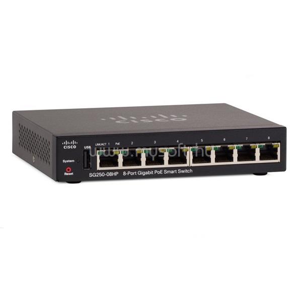 CISCO Cisco GBE LAN Smart 8 portos  menedzselhető PoE switch