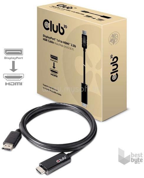 CLUB3D Displayport 1.4 - HDMI 2.0b 2m kábel