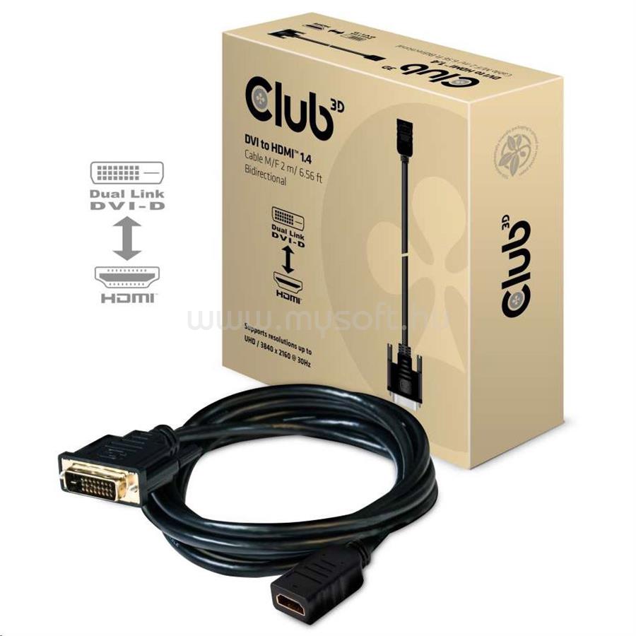 CLUB3D DVI - HDMI 1.4 2m kétirányú kábel