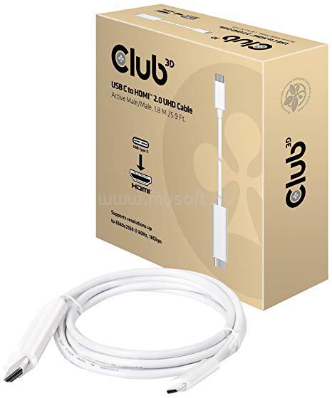 CLUB3D USB 3.1 Type C - HDMI 2.0 1.8m kábel