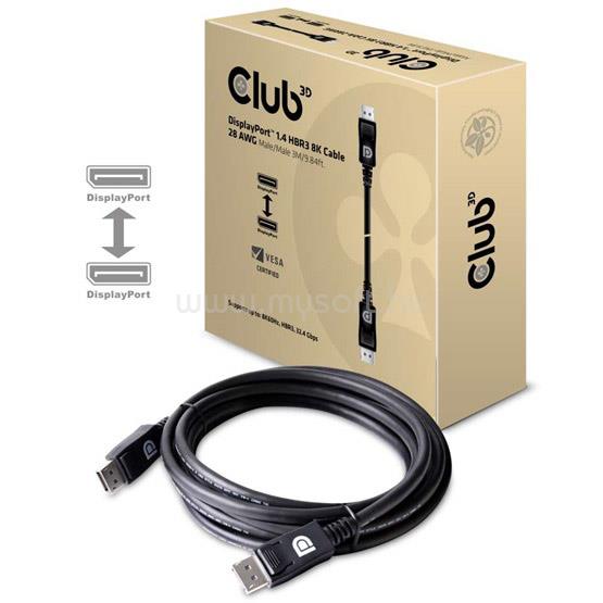 CLUB3D DisplayPort 1.4 HBR3 8K60Hz 28AWG kábel M/M - 3m