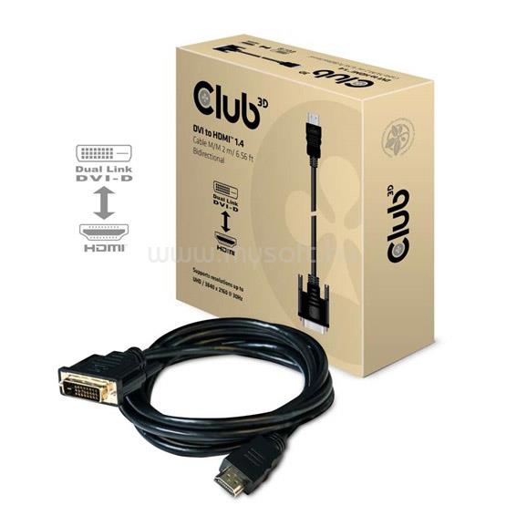 CLUB3D DVI to HDMI 1.4 kábel M/M - 2m Bidirectional