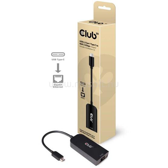 CLUB3D USB 3.2 Gen1 Type C to RJ 45 2.5 Gbps Adapter