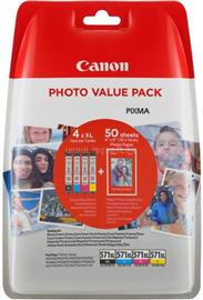 CANON Patron CL-571BK/C/M/Y XL Fekete/Cián/Magenta/Sárga multipakk (1x22ml/3x11ml) + Fotópapír 0332C005 small