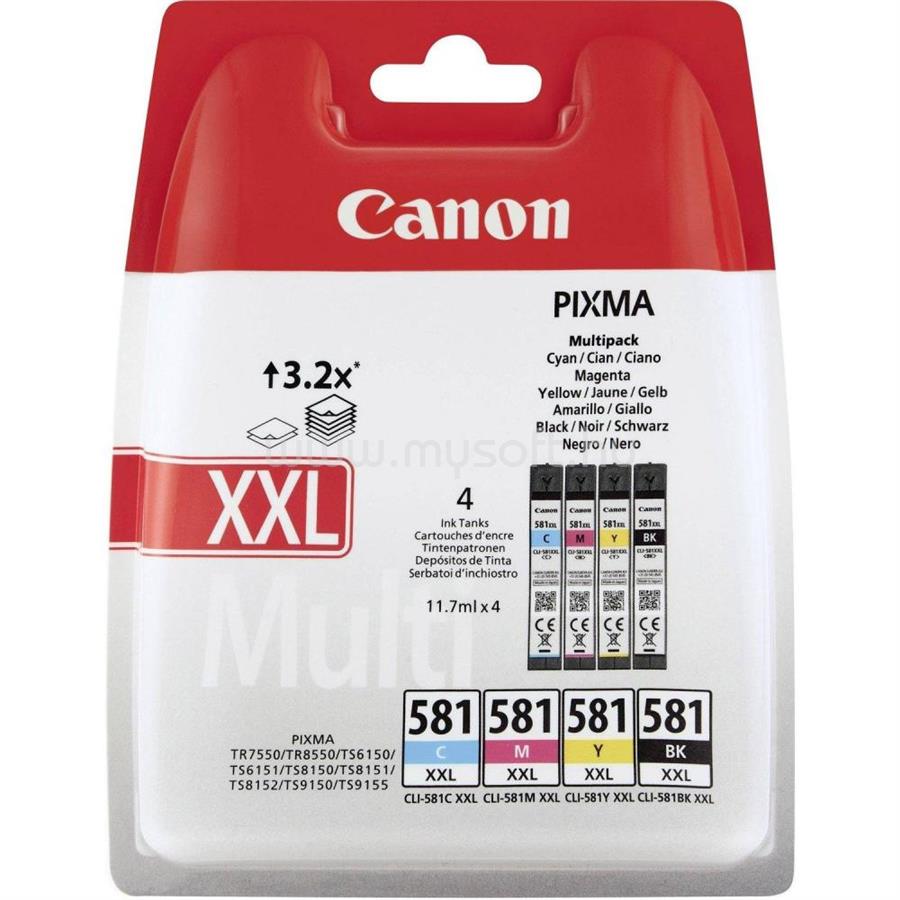 CANON Patron CLI-581BK/C/M/Y XXL Fekete/Cián/Magenta/Sárga multipakk (4x11,7ml)