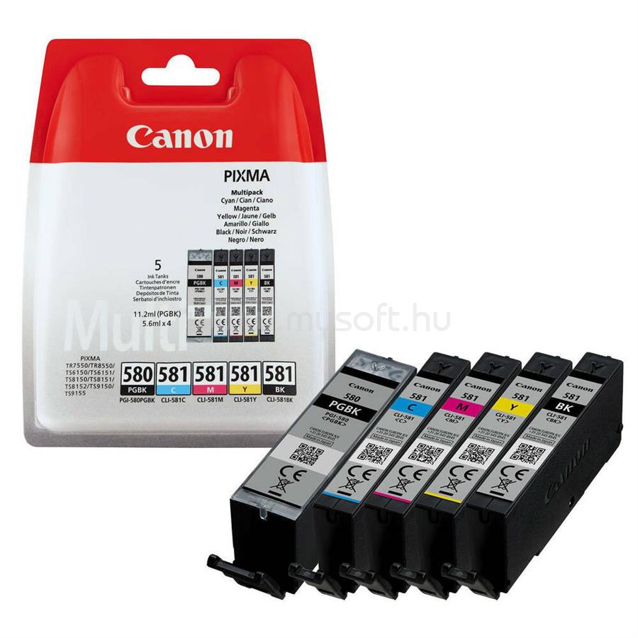 CANON Patron PGI-580PGBK/ CLI-581BK/C/M/Y Pigment Fekete/Fekete/Cián/Magenta/Sárga multipakk (1x11,2ml/4x8,3ml)