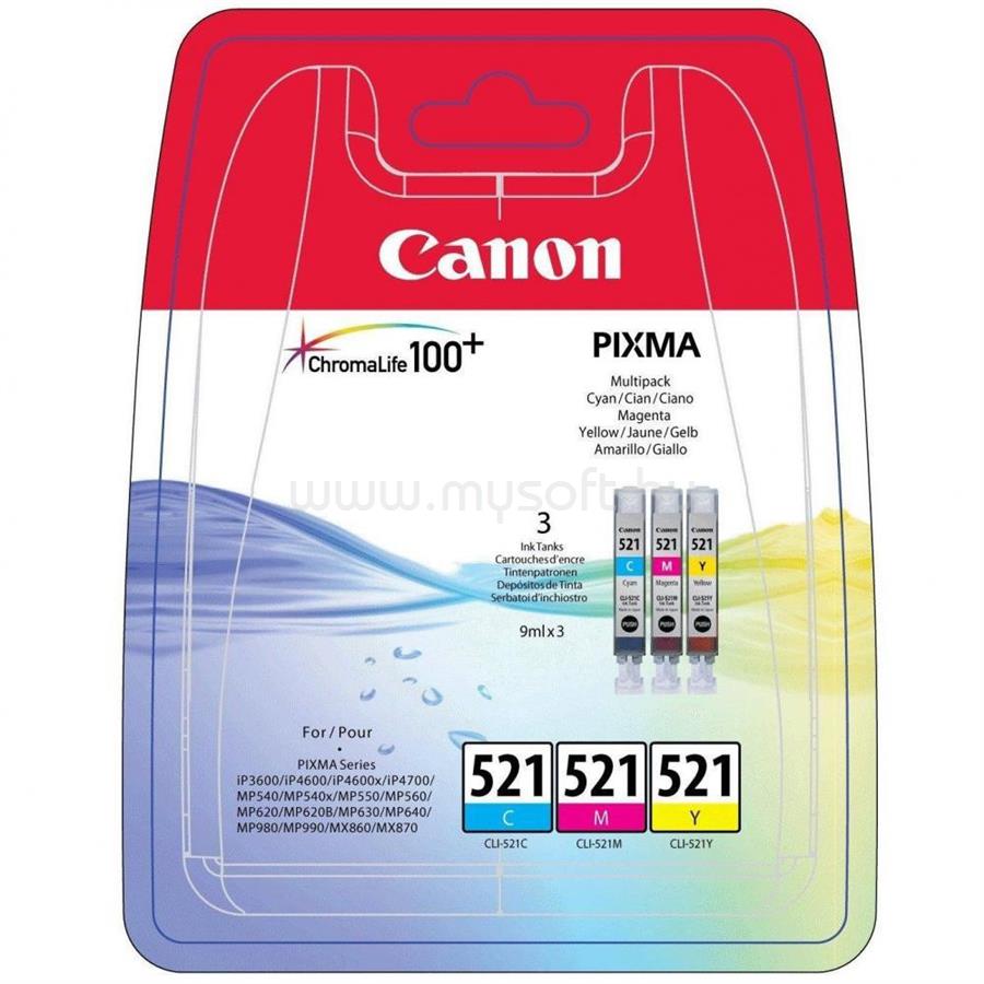 CANON Patron CLI-521C/M/Y Cián/Magenta/Sárga multipakk (3x9ml)