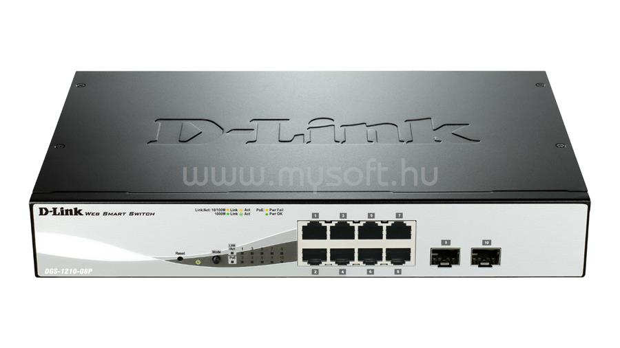 D-LINK 8-port 10/100/1000 Gigabit PoE Smart Switch including 2 Combo 1000BaseT/SFP
