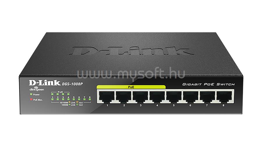 D-LINK DGS-1008P/E 8-Port Gigabit PoE Unmanaged Desktop Switch