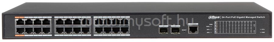 DAHUA Menedzselhető PoE switch - PFS4226-24GT-360 (24x gigabit PoE/PoE+ (360W) + 2x SFP uplink, HighPoE(1,2))