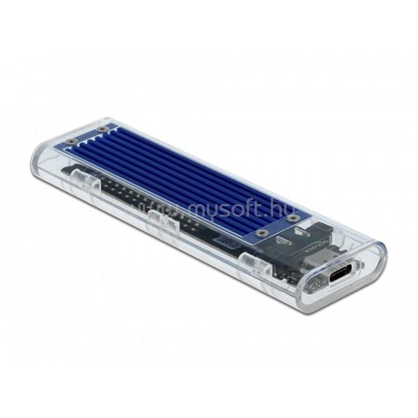 DELOCK Külső Ház M.2 NVMe PCIe SSD USB 3.1 Gen 2 Type-C female, átlátszó