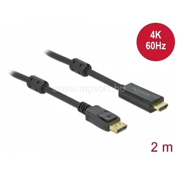 DELOCK kábel Displayport 1.2 to HDMI 4K 60Hz aktív, 2m