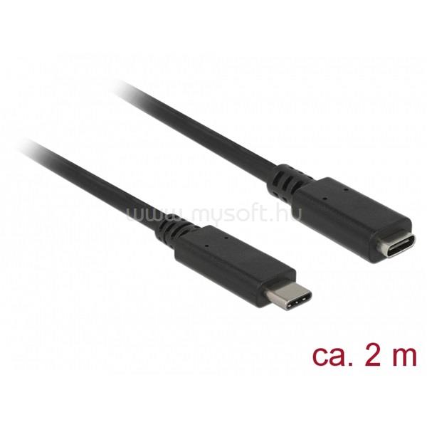 DELOCK kábel USB 3.1 Gen 1 Type-C male/female hosszabbító, 3A, 2m, fekete