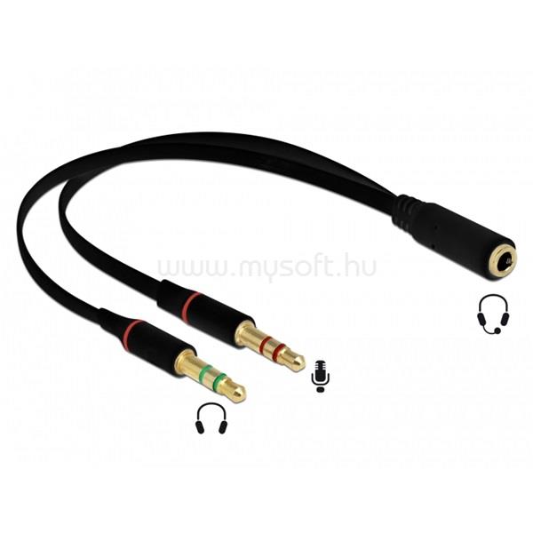 DELOCK Átalakító Headset Stereo jack 1x 3.5mm 4 pin female to 2x 3.5mm 3 pin male