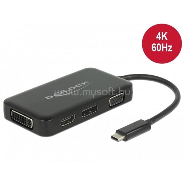 DELOCK Átalakító USB Type-C male to VGA / HDMI / DVI / Displayport female, fekete