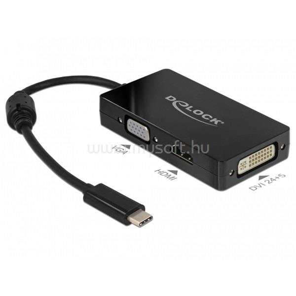 DELOCK Átalakító USB Type-C male to VGA / HDMI / DVI female, fekete