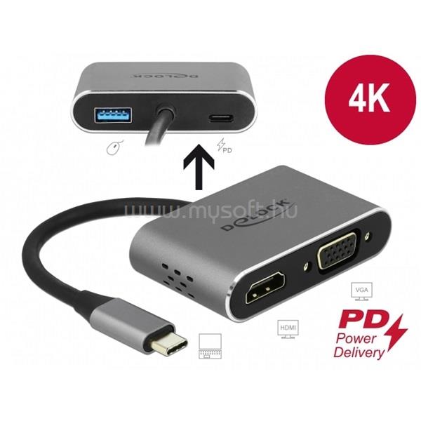 DELOCK Átalakító USB Type-C to HDMI, VGA, USB 3.0, PD